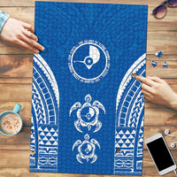 FSM Yap States Puzzle Micronesia Six 9 One Polynesian Tribal Pattern LT9 Blue - Polynesian Pride