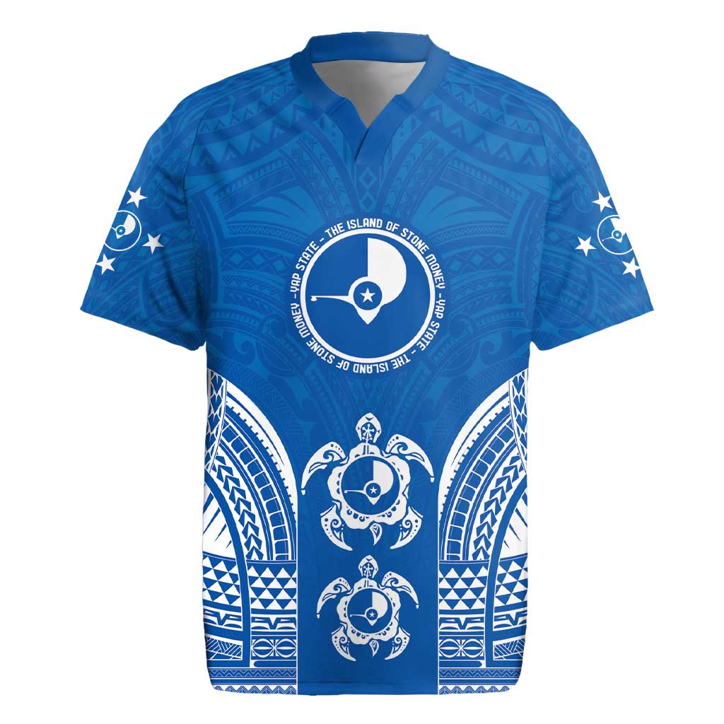 FSM Yap States Rugby Jersey Micronesia Six 9 One Polynesian Tribal Pattern LT9 Blue - Polynesian Pride