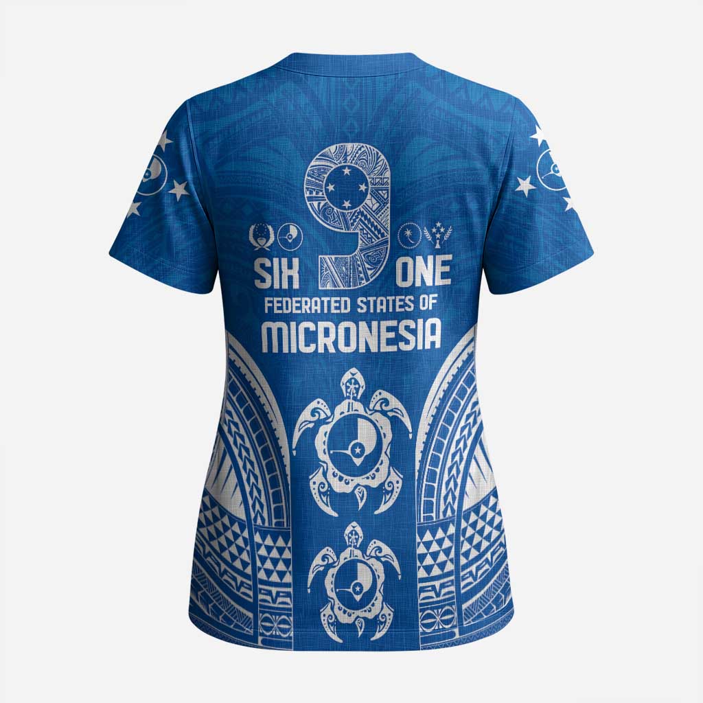 FSM Yap States Scrub Top Micronesia Six 9 One Polynesian Tribal Pattern - Polynesian Pride