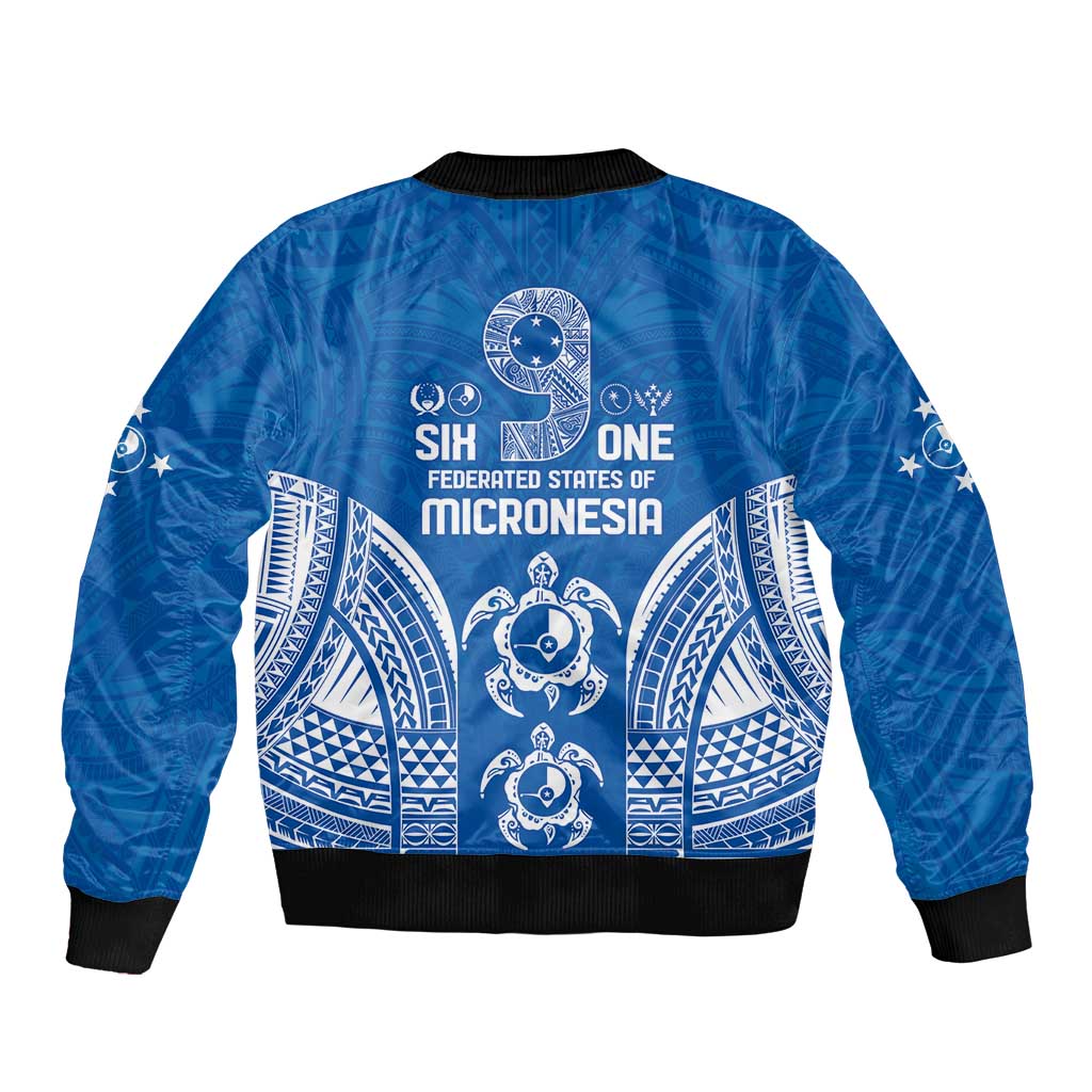 FSM Yap States Sleeve Zip Bomber Jacket Micronesia Six 9 One Polynesian Tribal Pattern LT9 - Polynesian Pride