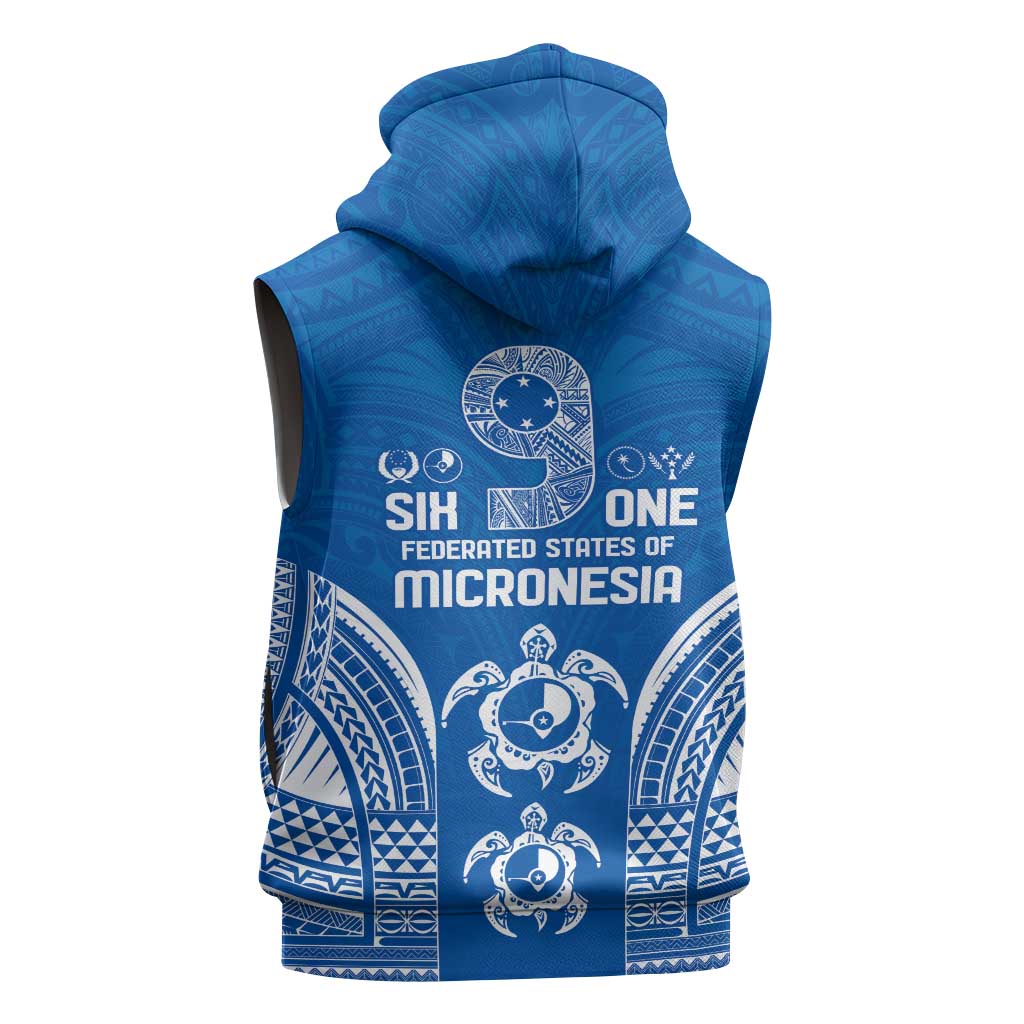 FSM Yap States Sleeveless Zip Hoodie Micronesia Six 9 One Polynesian Tribal Pattern - Polynesian Pride