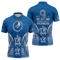 FSM Yap States Zipper Polo Shirt Micronesia Six 9 One Polynesian Tribal Pattern - Polynesian Pride