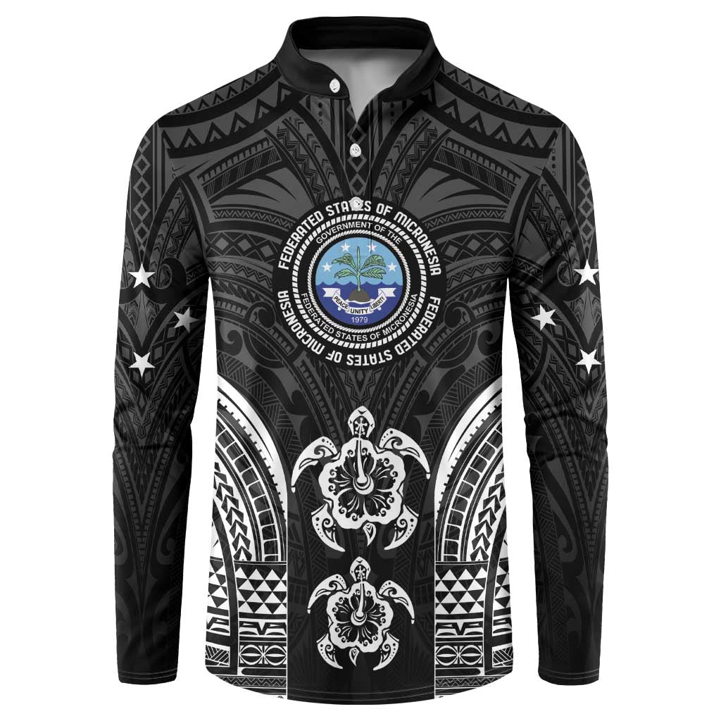 FSM Micronesia Six 9 One Button Sweatshirt Polynesian Tribal Pattern LT9 Black - Polynesian Pride