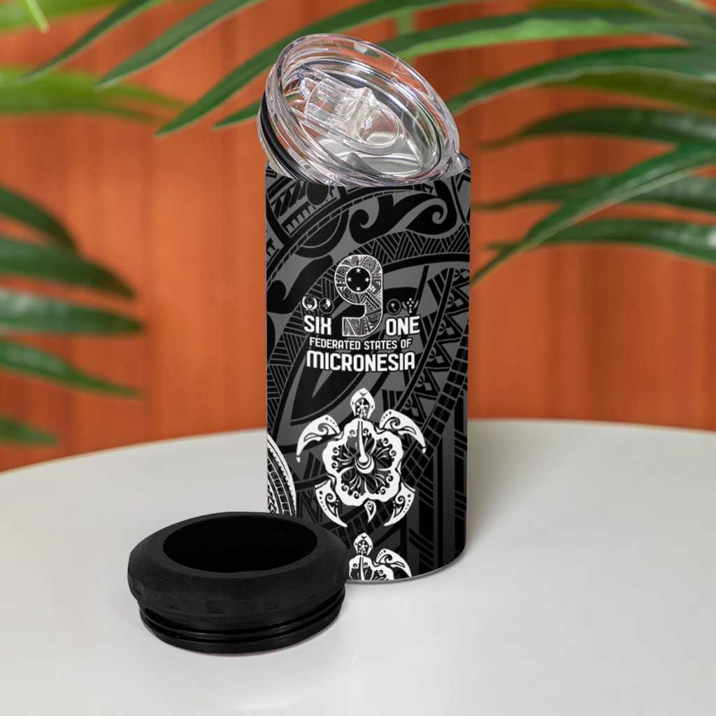 FSM Micronesia Six 9 One 4 in 1 Can Cooler Tumbler Polynesian Tribal Pattern