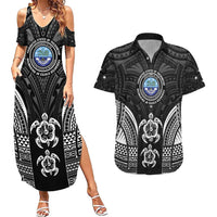 FSM Micronesia Six 9 One Couples Matching Summer Maxi Dress and Hawaiian Shirt Polynesian Tribal Pattern LT9 Black - Polynesian Pride