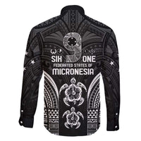 FSM Micronesia Six 9 One Family Matching Off The Shoulder Long Sleeve Dress and Hawaiian Shirt Polynesian Tribal Pattern