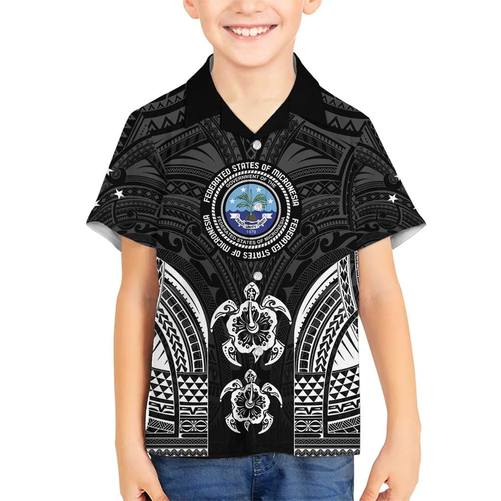 FSM Micronesia Six 9 One Family Matching Off Shoulder Short Dress and Hawaiian Shirt Polynesian Tribal Pattern