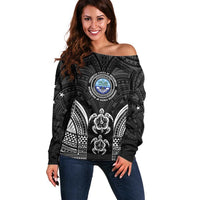 FSM Micronesia Six 9 One Off Shoulder Sweater Polynesian Tribal Pattern