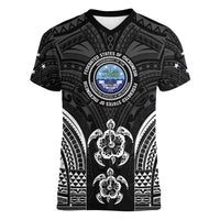 FSM Micronesia Six 9 One Women V-Neck T-Shirt Polynesian Tribal Pattern LT9 Female Black - Polynesian Pride