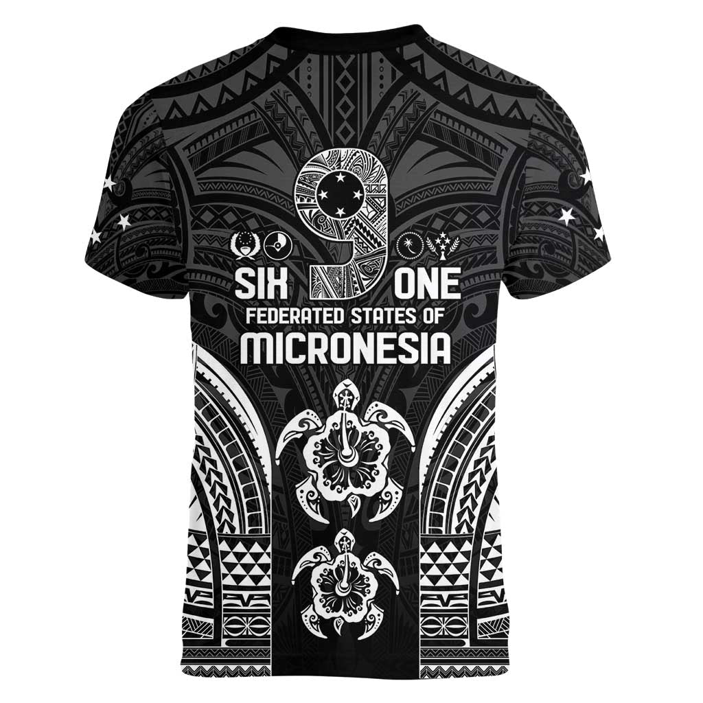 FSM Micronesia Six 9 One Women V-Neck T-Shirt Polynesian Tribal Pattern LT9 - Polynesian Pride