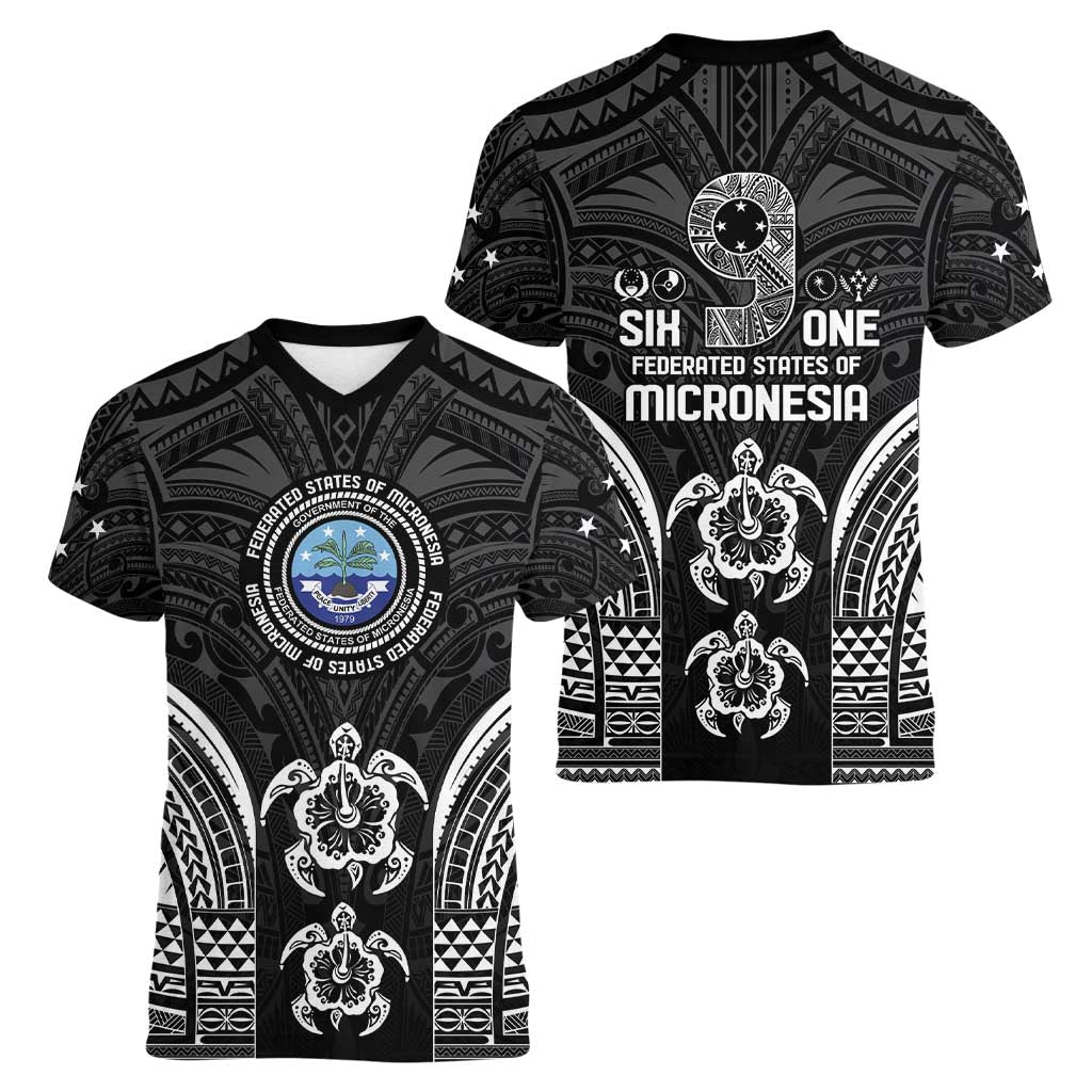FSM Micronesia Six 9 One Women V-Neck T-Shirt Polynesian Tribal Pattern LT9 - Polynesian Pride