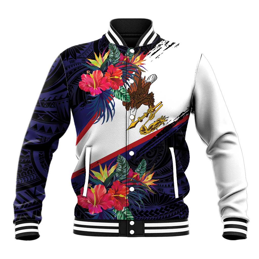 American Samoa Flag Day Since 1900 Baseball Jacket Samoa Muamua Le Atua Tropical Flowers
