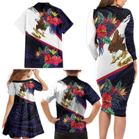 American Samoa Flag Day Since 1900 Family Matching Long Sleeve Bodycon Dress and Hawaiian Shirt Samoa Muamua Le Atua Tropical Flowers LT9 - Polynesian Pride