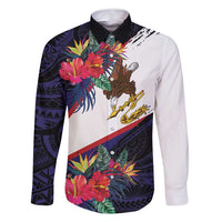 American Samoa Flag Day Since 1900 Family Matching Long Sleeve Bodycon Dress and Hawaiian Shirt Samoa Muamua Le Atua Tropical Flowers LT9 Dad's Shirt - Long Sleeve Blue - Polynesian Pride