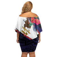 American Samoa Flag Day Since 1900 Family Matching Off Shoulder Short Dress and Hawaiian Shirt Samoa Muamua Le Atua Tropical Flowers LT9 - Polynesian Pride