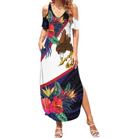 American Samoa Flag Day Since 1900 Family Matching Summer Maxi Dress and Hawaiian Shirt Samoa Muamua Le Atua Tropical Flowers LT9 Mom's Dress Blue - Polynesian Pride