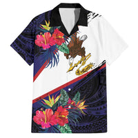 American Samoa Flag Day Since 1900 Family Matching Tank Maxi Dress and Hawaiian Shirt Samoa Muamua Le Atua Tropical Flowers LT9 Dad's Shirt - Short Sleeve Blue - Polynesian Pride