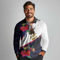American Samoa Flag Day Since 1900 Long Sleeve Polo Shirt Samoa Muamua Le Atua Tropical Flowers