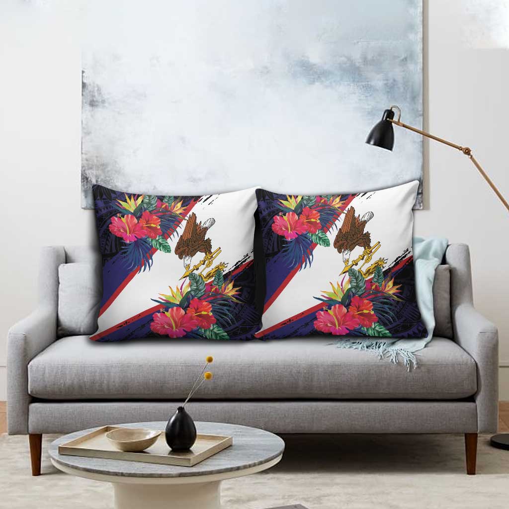 American Samoa Flag Day Since 1900 Pillow Cover Samoa Muamua Le Atua Tropical Flowers LT9 - Polynesian Pride