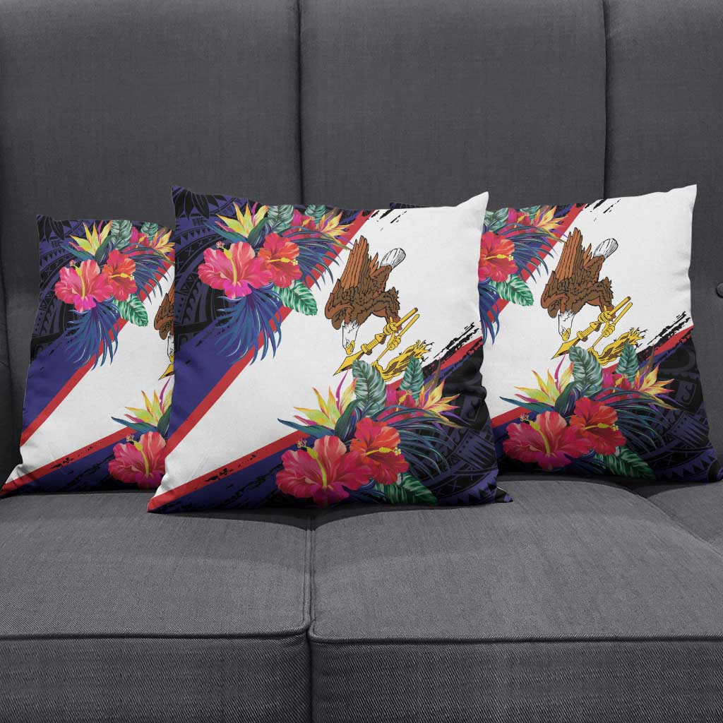 American Samoa Flag Day Since 1900 Pillow Cover Samoa Muamua Le Atua Tropical Flowers LT9 - Polynesian Pride