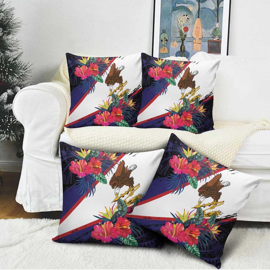 American Samoa Flag Day Since 1900 Pillow Cover Samoa Muamua Le Atua Tropical Flowers LT9 - Polynesian Pride