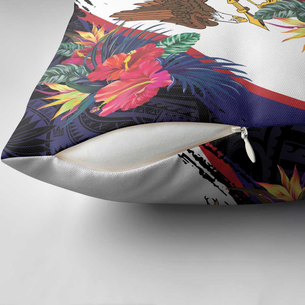American Samoa Flag Day Since 1900 Pillow Cover Samoa Muamua Le Atua Tropical Flowers LT9 - Polynesian Pride