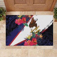 American Samoa Flag Day Since 1900 Rubber Doormat Samoa Muamua Le Atua Tropical Flowers