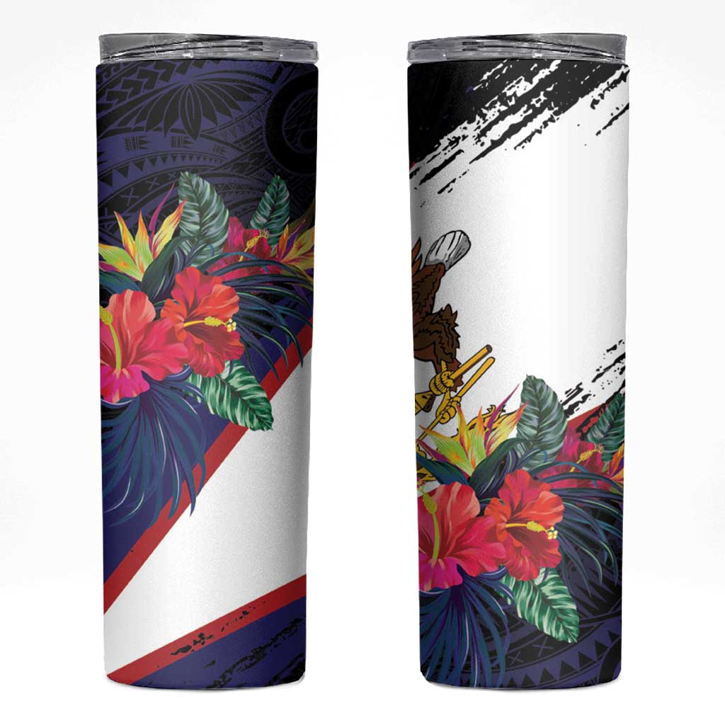 American Samoa Flag Day Since 1900 Skinny Tumbler Samoa Muamua Le Atua Tropical Flowers