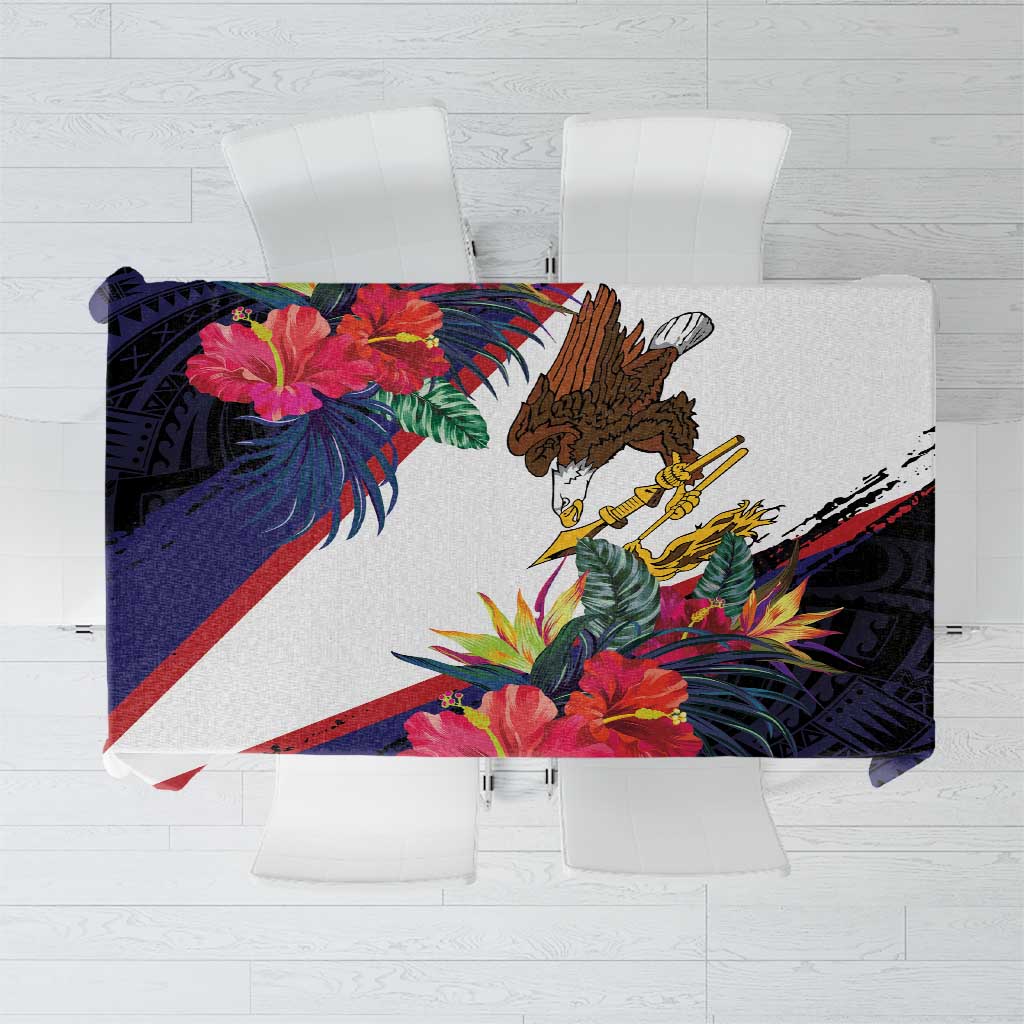 American Samoa Flag Day Since 1900 Tablecloth Samoa Muamua Le Atua Tropical Flowers
