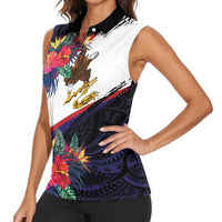 American Samoa Flag Day Since 1900 Women Sleeveless Polo Shirt Samoa Muamua Le Atua Tropical Flowers