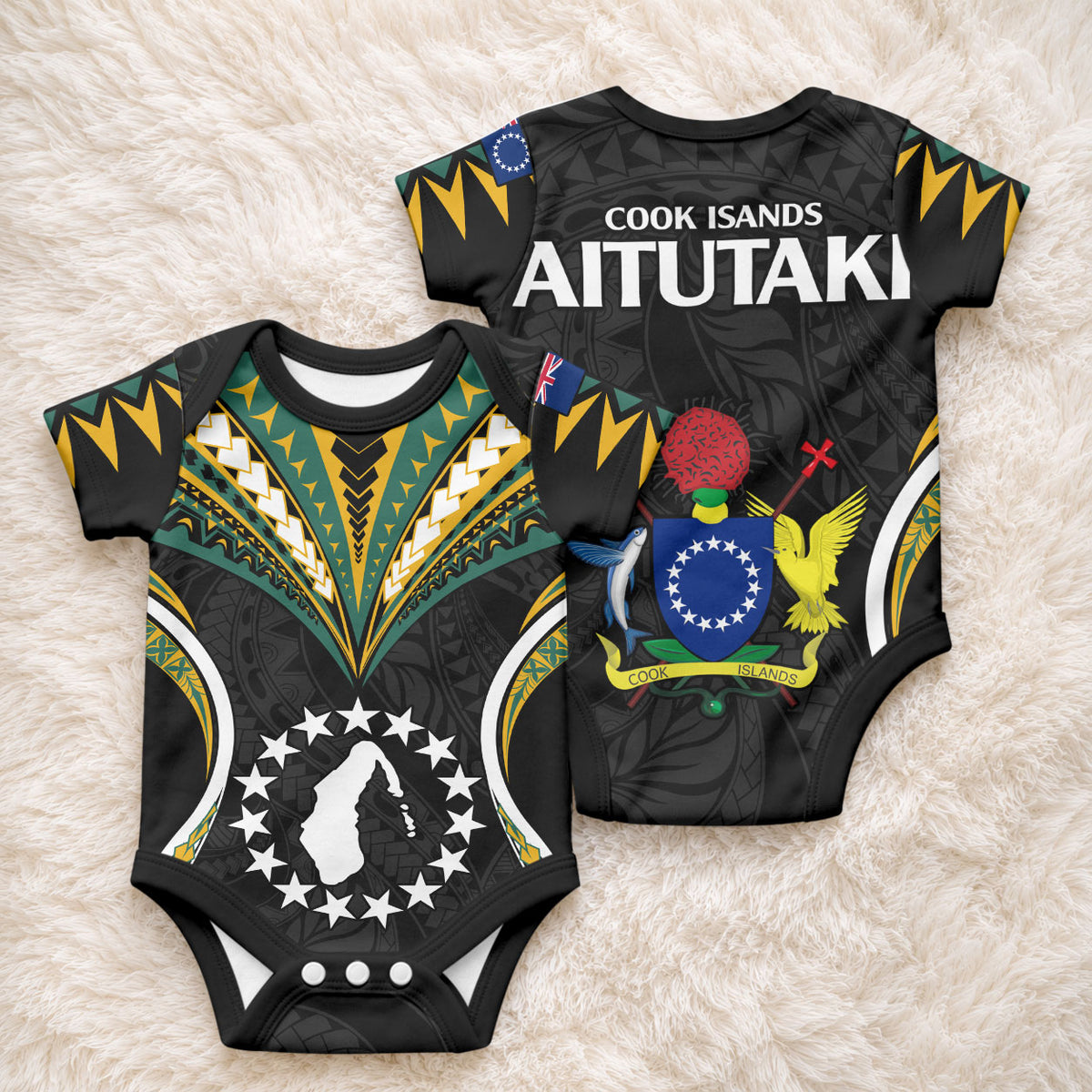 Polynesian Pride Aitutaki Island Baby Onesie Cook Islands Tribal Wave Style LT9 - Polynesian Pride