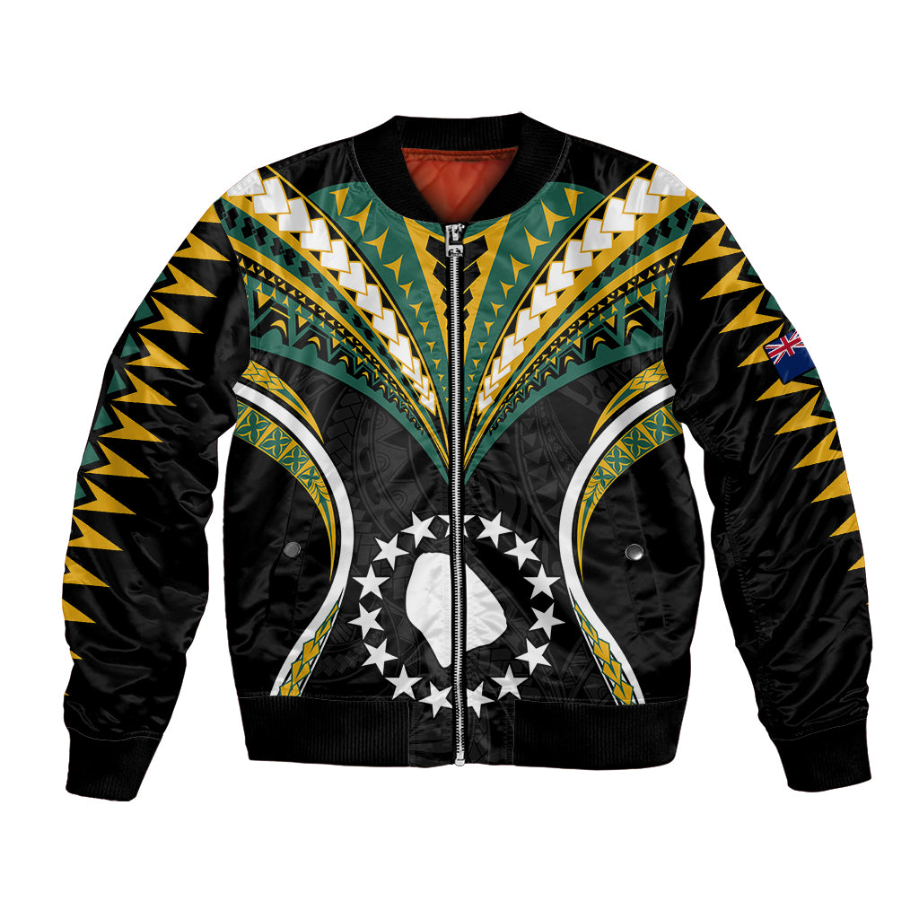 Polynesian Pride Atiu Island Bomber Jacket Cook Islands Tribal Wave Style LT9 Unisex Black - Polynesian Pride