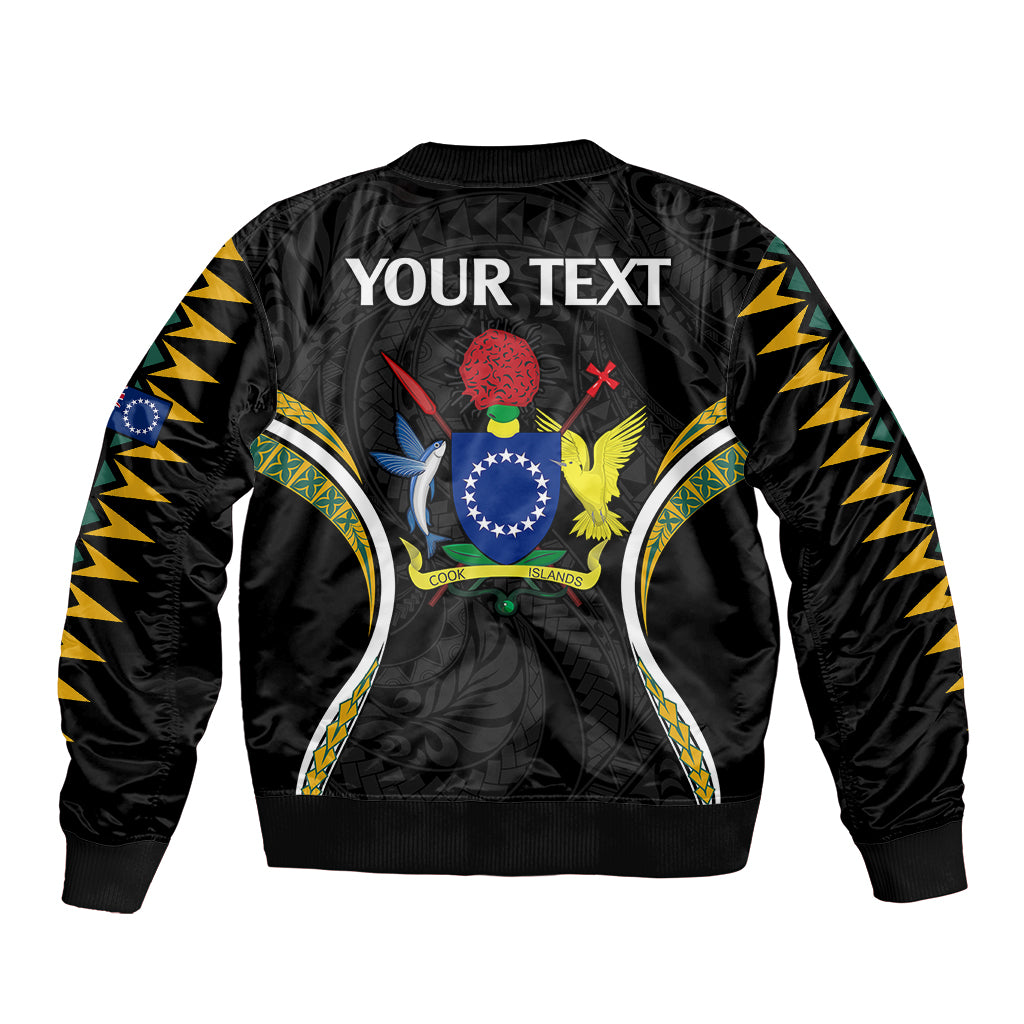 (Personalised) Polynesian Pride Atiu Island Sleeve Zip Bomber Jacket Cook Islands Tribal Wave Style LT9 - Polynesian Pride