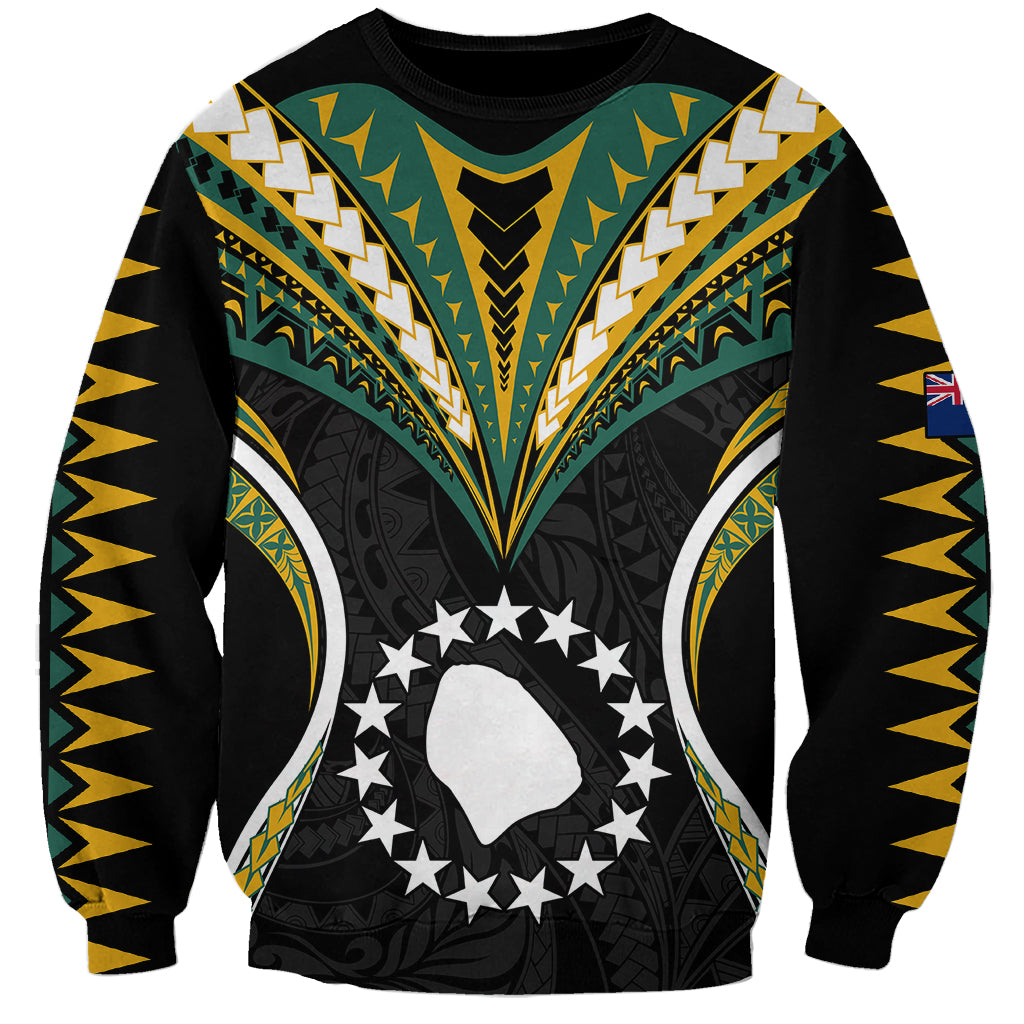 (Personalised) Polynesian Pride Atiu Island Sweatshirt Cook Islands Tribal Wave Style LT9 Unisex Black - Polynesian Pride