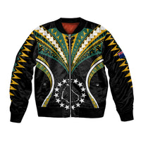 (Personalised) Polynesian Pride Manihiki Island Bomber Jacket Cook Islands Tribal Wave Style LT9 Unisex Black - Polynesian Pride