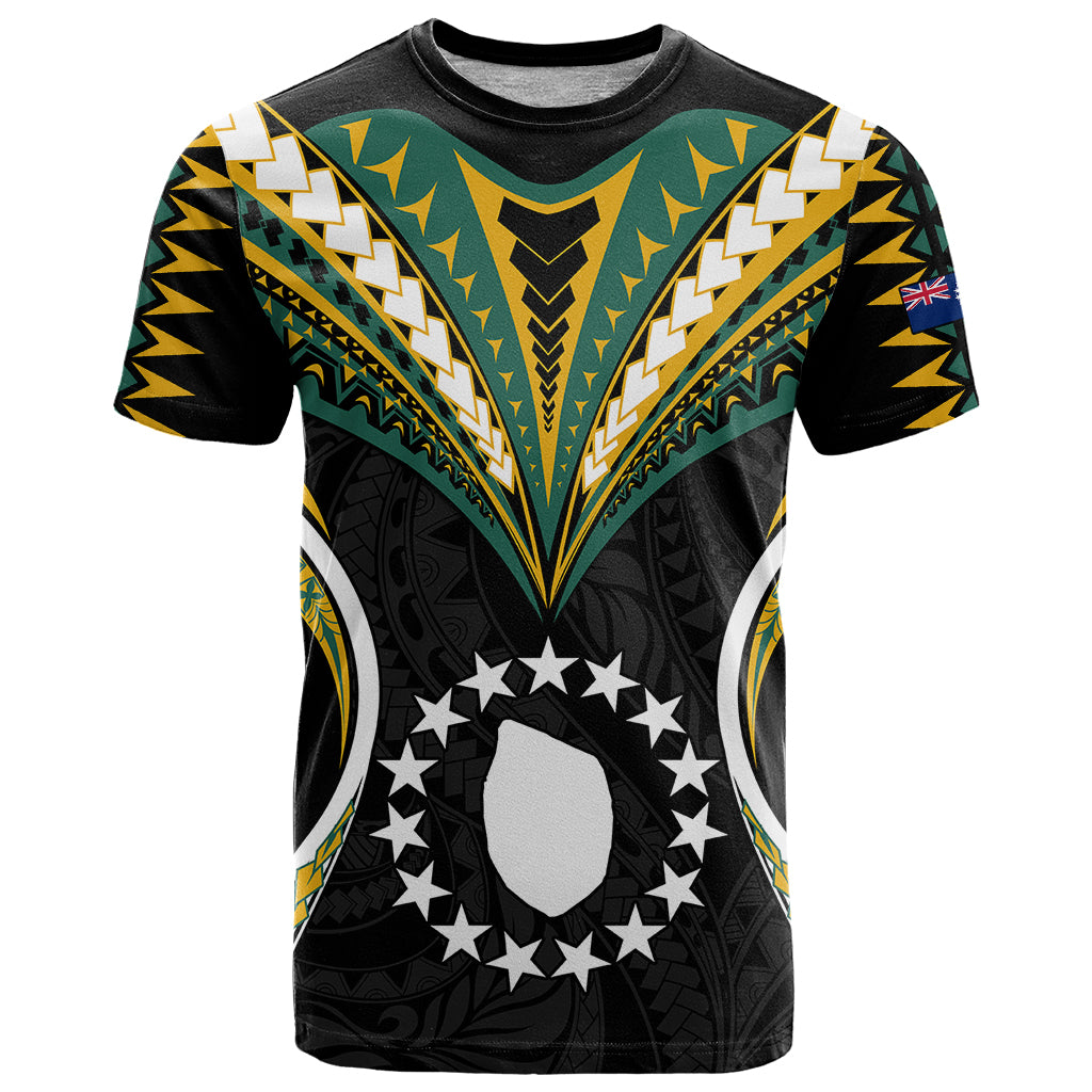 Polynesian Pride Mauke Island T Shirt Cook Islands Tribal Wave Style LT9 Black - Polynesian Pride