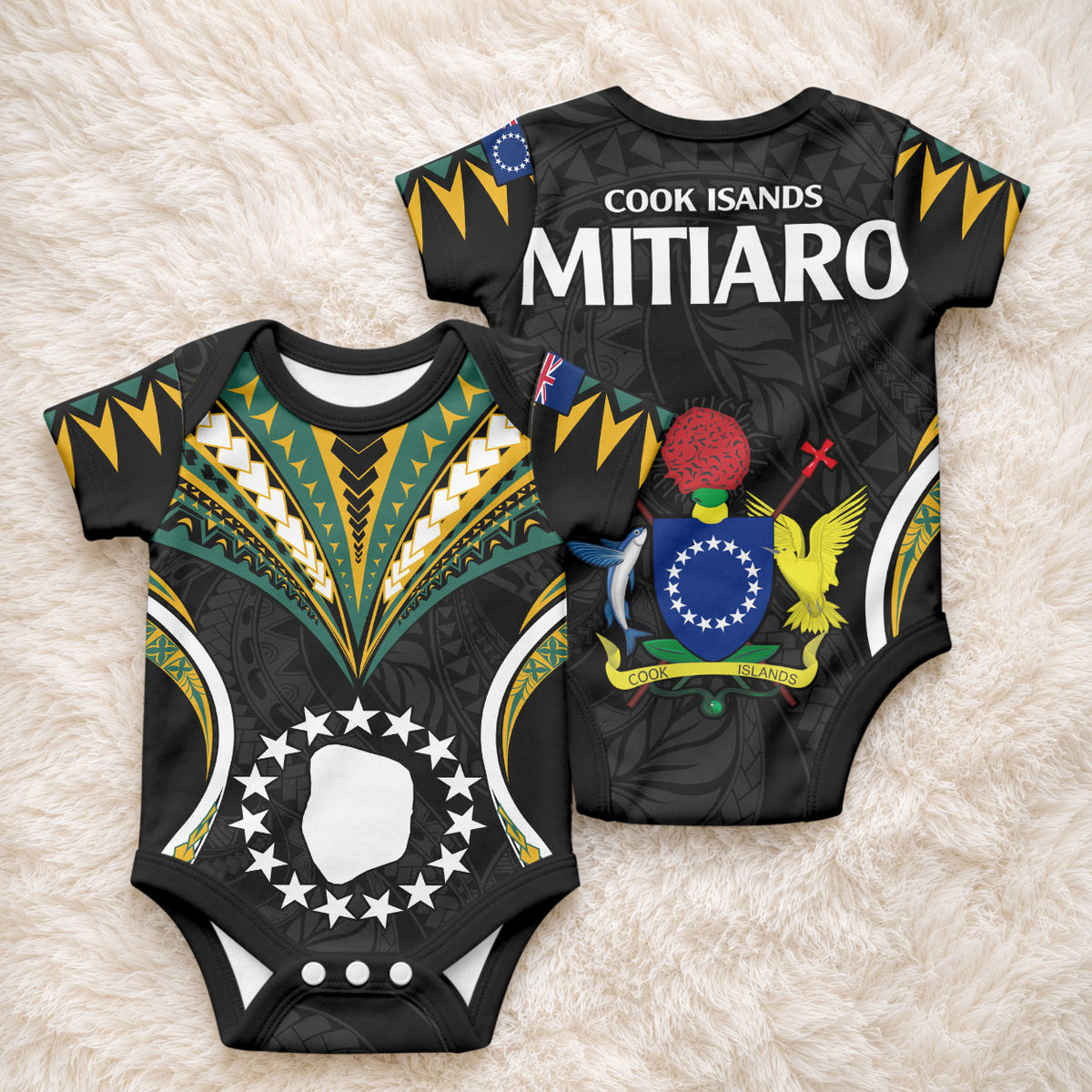 Polynesian Pride Mitiaro Island Baby Onesie Cook Islands Tribal Wave Style LT9 - Polynesian Pride