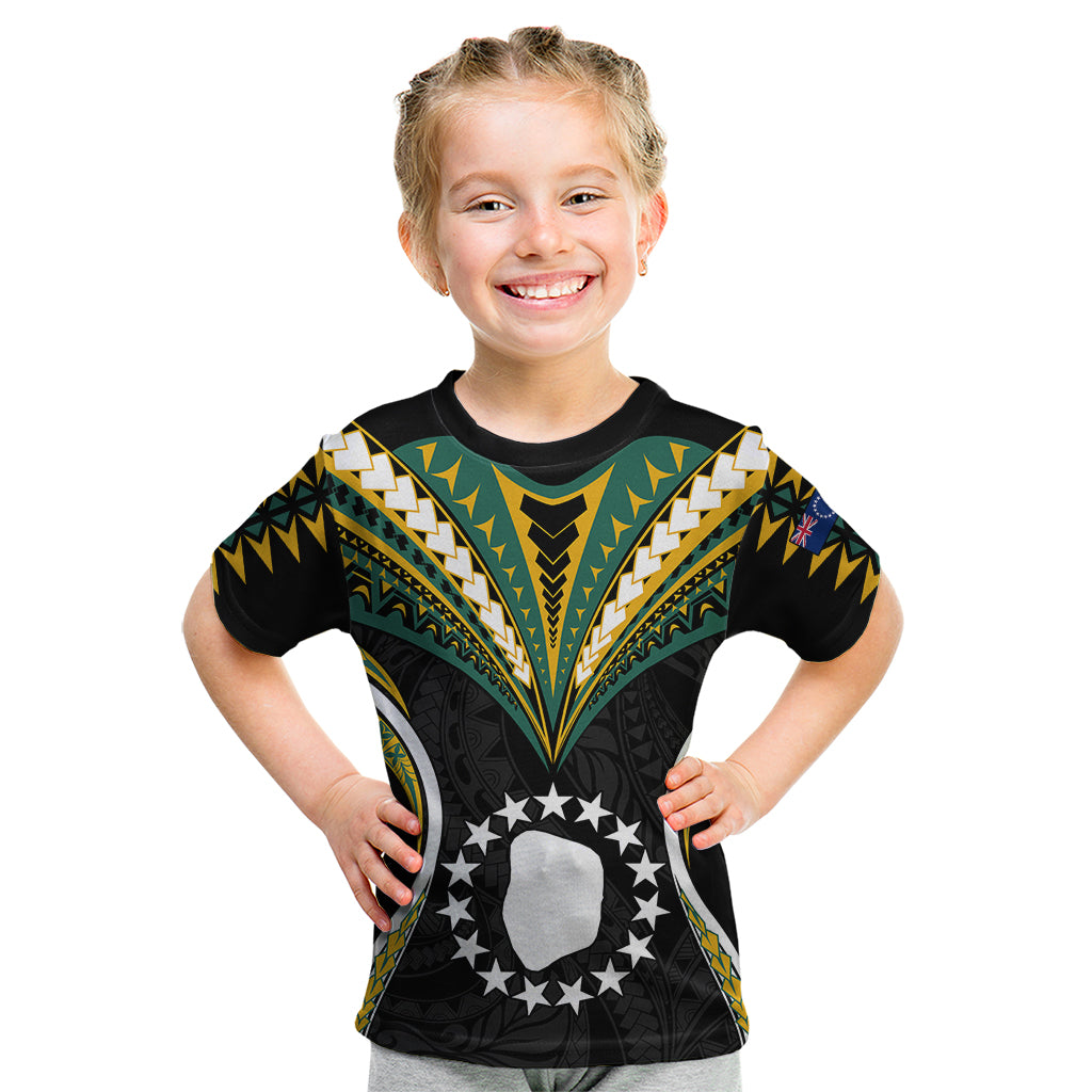 Polynesian Pride Mitiaro Island Kid T Shirt Cook Islands Tribal Wave Style LT9 Black - Polynesian Pride