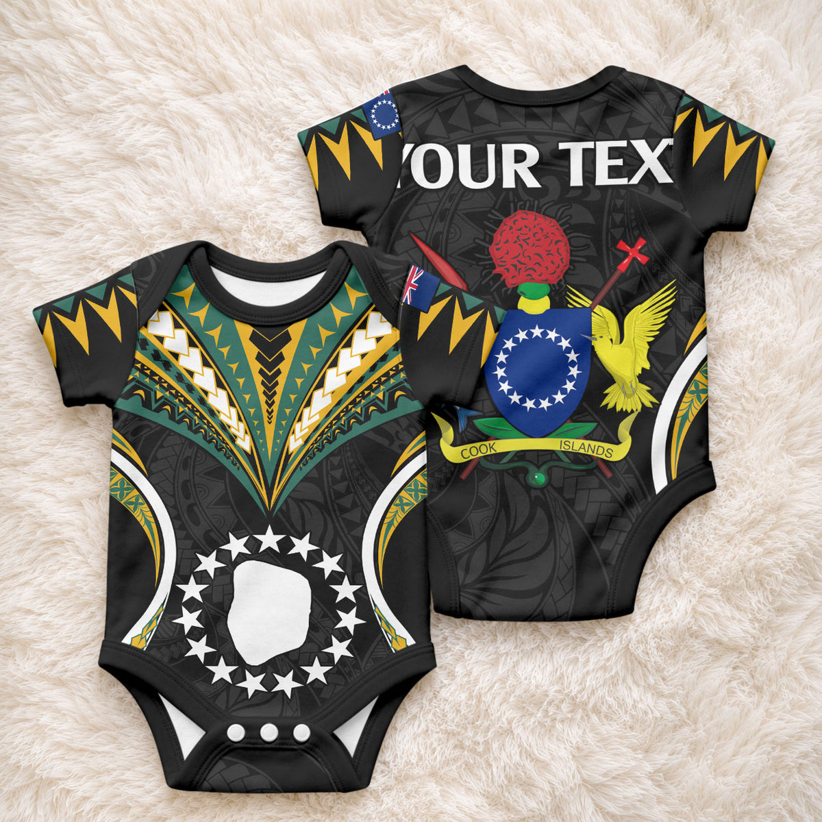Personalised Polynesian Pride Mitiaro Island Baby Onesie Cook Islands Tribal Wave Style LT9 - Polynesian Pride