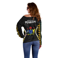 Polynesian Pride Penrhyn Island Off Shoulder Sweater Cook Islands Tribal Wave Style LT9 - Polynesian Pride