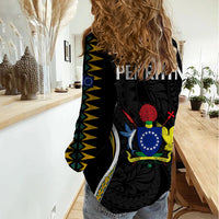 Polynesian Pride Penrhyn Island Women Casual Shirt Cook Islands Tribal Wave Style LT9 - Polynesian Pride