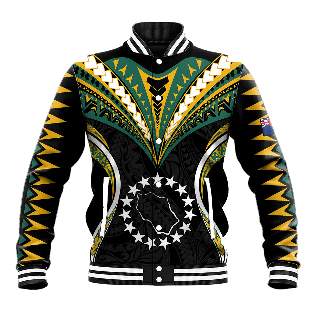 (Personalised) Polynesian Pride Penrhyn Island Baseball Jacket Cook Islands Tribal Wave Style LT9 Unisex Black - Polynesian Pride
