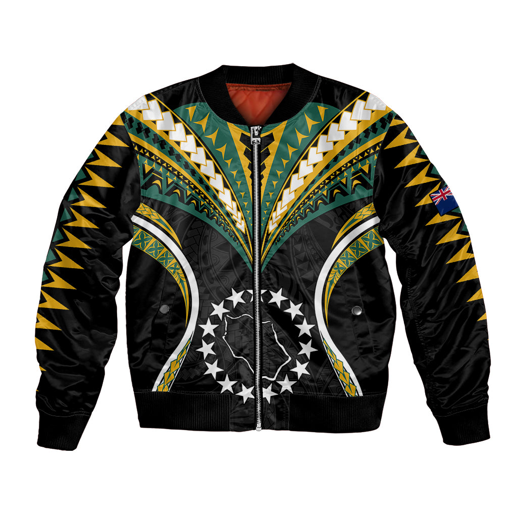 (Personalised) Polynesian Pride Penrhyn Island Bomber Jacket Cook Islands Tribal Wave Style LT9 Unisex Black - Polynesian Pride
