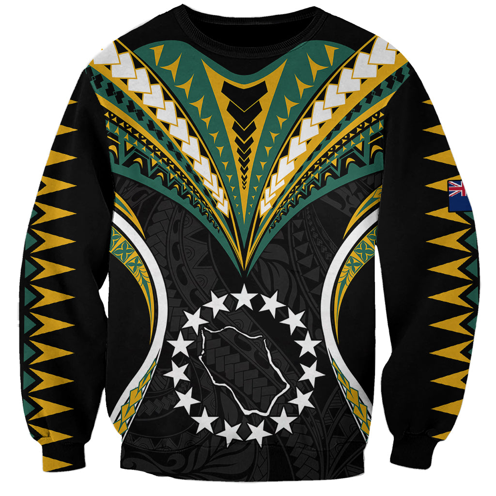 (Personalised) Polynesian Pride Penrhyn Island Sweatshirt Cook Islands Tribal Wave Style LT9 Unisex Black - Polynesian Pride