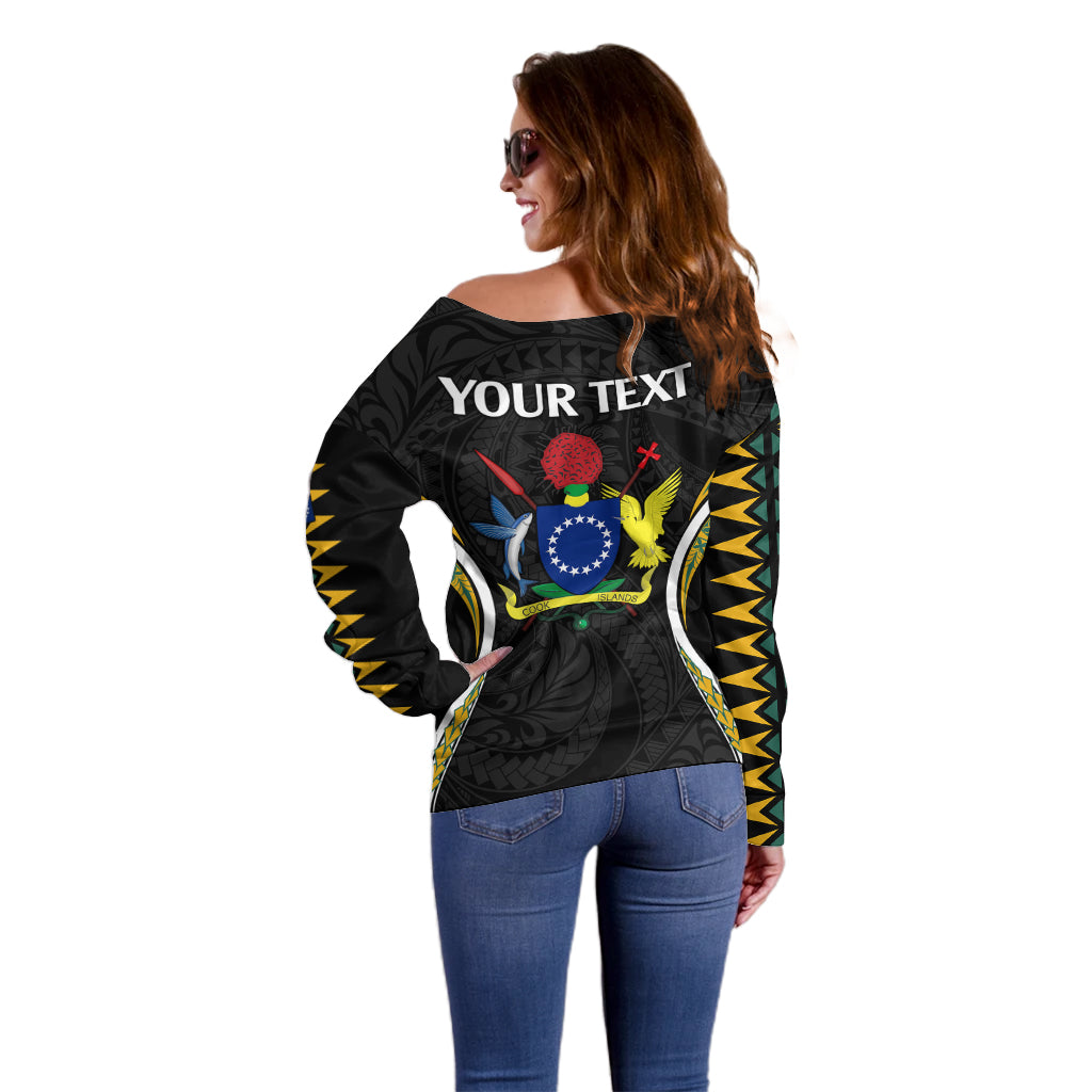 (Personalised) Polynesian Pride Pukapuka Island Off Shoulder Sweater Cook Islands Tribal Wave Style LT9 - Polynesian Pride