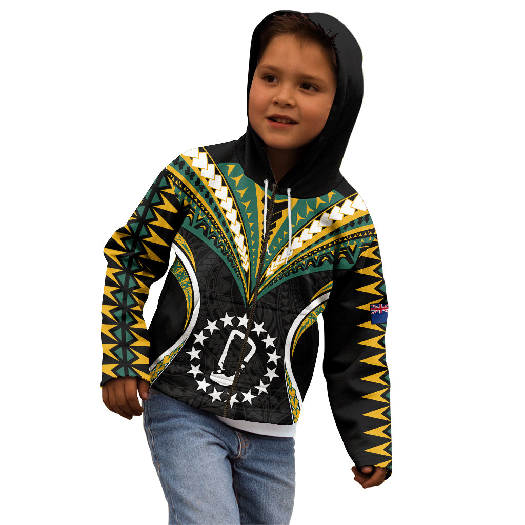 Polynesian Pride Rakahanga Island Kid Hoodie Cook Islands Tribal Wave Style LT9 - Polynesian Pride