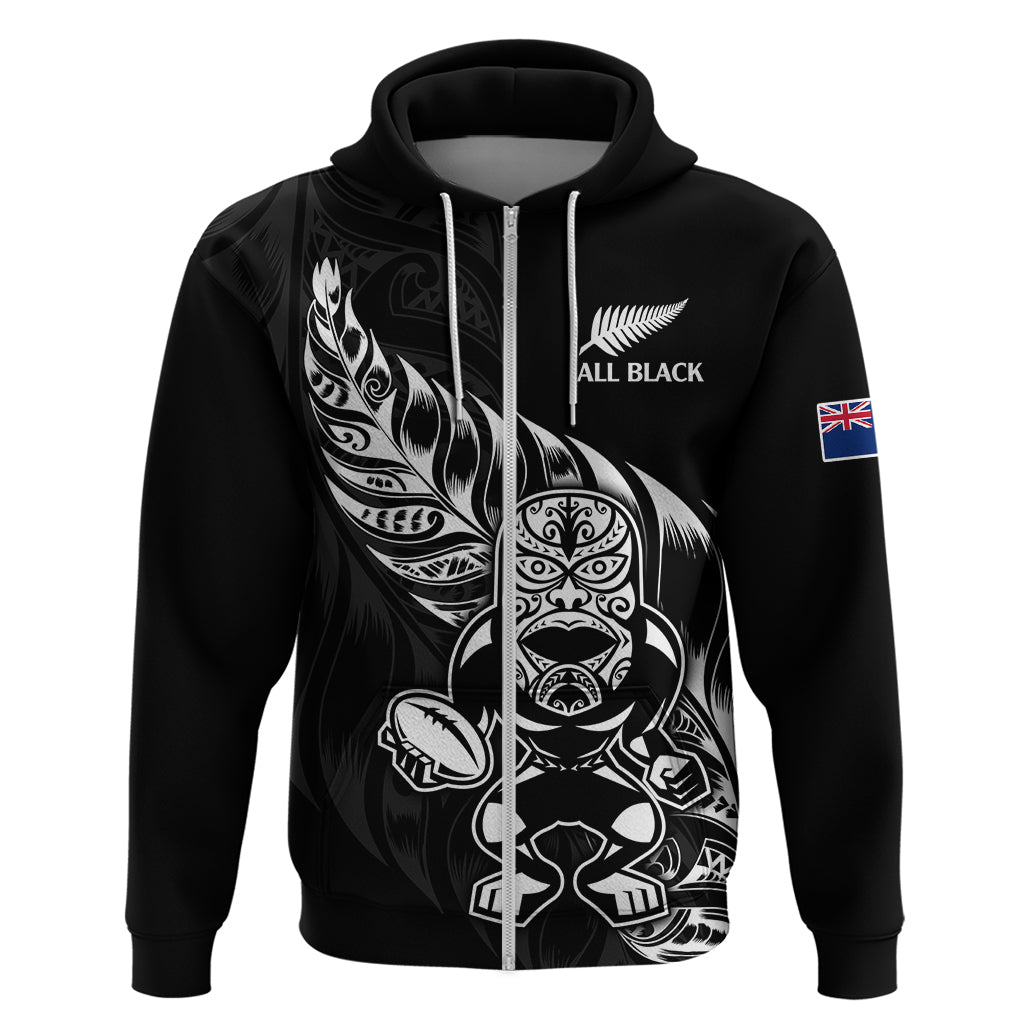 New Zealand All Black Rugby Hoodie - LT9 Zip Hoodie Black - Polynesian Pride