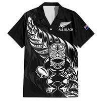 New Zealand Rugby Custom Family Matching Off The Shoulder Long Sleeve Dress and Hawaiian Shirt Opango All Black Fern LT9 Dad's Shirt - Short Sleeve Black - Polynesian Pride