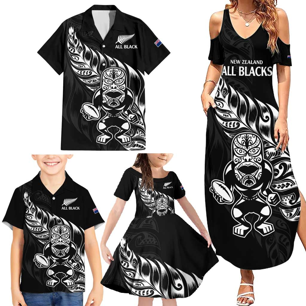 New Zealand Rugby Custom Family Matching Summer Maxi Dress and Hawaiian Shirt Opango All Black Fern LT9 - Polynesian Pride