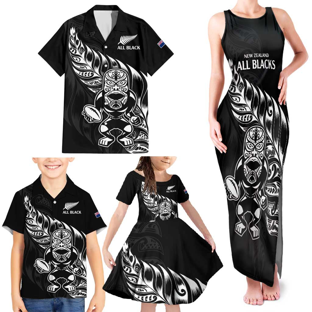 New Zealand Rugby Custom Family Matching Tank Maxi Dress and Hawaiian Shirt Opango All Black Fern LT9 - Polynesian Pride